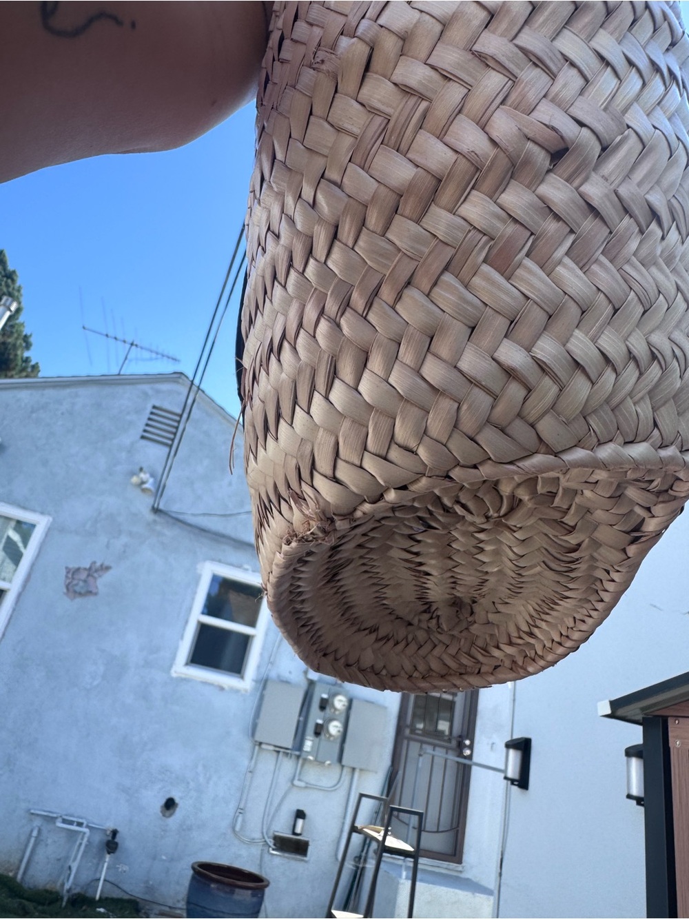 Loewe Natural Woven Basket Tote with Brown Leather Trim - Picture 3 of 6